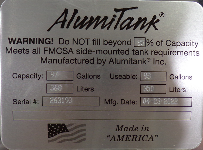 97 Gallons 24.5"D x 47.5"L - Kenworth Style - Front Fill Polished