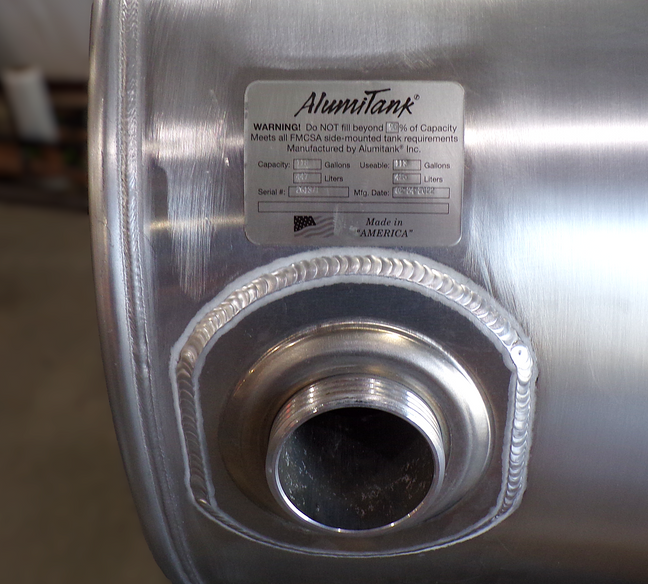 118 Gallons 24.5"D x 58"L - Kenworth Style - Rear Fill Milgrade