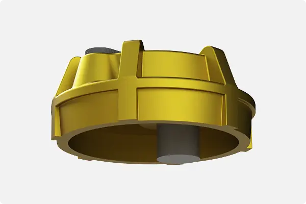 Yellow mechanical component on a white background