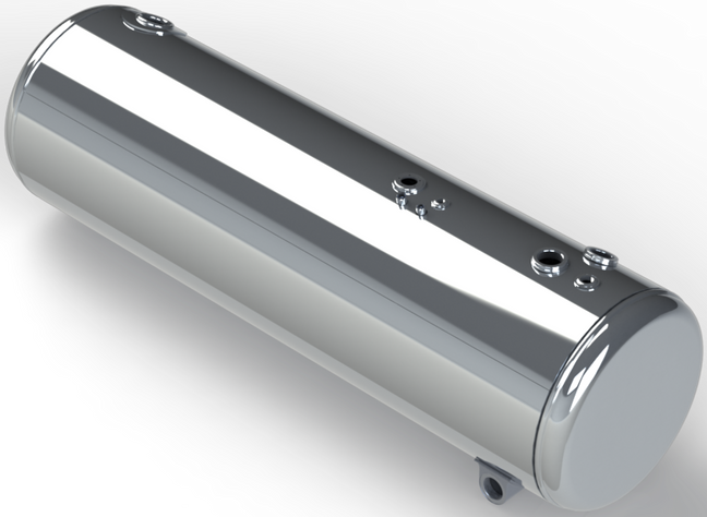129 Gallons 23"D x 72"L - Peterbilt Style - Front Fill Polished, Split