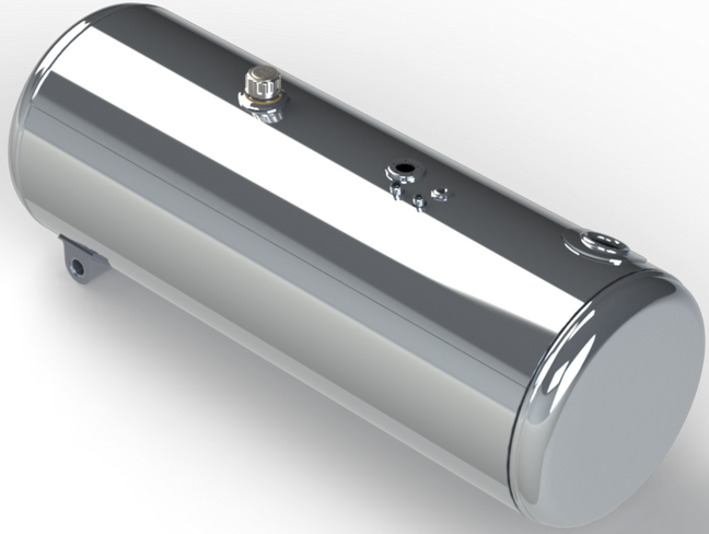 104 Gallons 23"D x 58"L - Peterbilt Style - Rear Fill Polished, Split