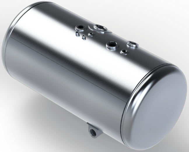105 Gallons 26"D x 45.5"L - Peterbilt Style - Rear Fill Milgrade, Split