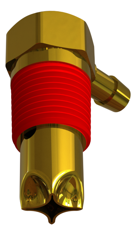 VENT ASSEMBLY BRASS .50-14 NPTF W/SEALENT AND SINGLE BARB FOR .312 ID HOSE 2-HOLE CAGE
