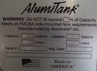 118 Gallons 22"D x 72"L - Kenworth Style - Rear Fill Milgrade, Split