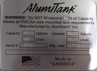 161 Gallons 26"D x 70"L - Peterbilt Style - Rear Fill Milgrade