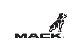 Mack Trucks logo with bulldog silhouette in black and white