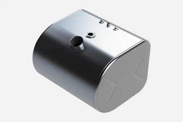 Chrome metal tank on a white background