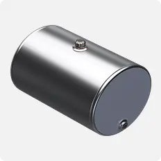 Metallic cylindrical object on a white background