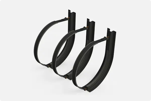 Black metal bracket on a white background