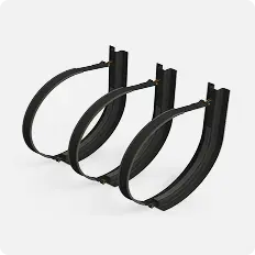 Black metal tool holder on a white background