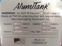 88 Gallons 24.5"D x 43"L - Kenworth Style - Rear Fill Polished