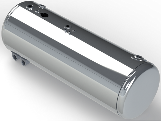 159 Gallons 26"D x 69"L - Peterbilt Style - Rear Fill Polished, Split