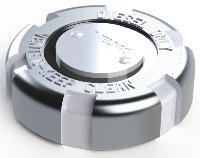 2.5" OD Vented Non-Locking Freightliner Style Aluminum Fuel Cap with 8 Threads Per Inch