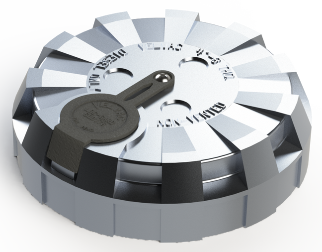 4" Non-Vented Locking Aluminum Fuel Cap with 8 Threads Per Inch