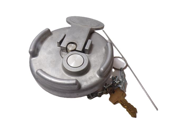 Peterbilt Style 4" Locking Aluminum Fuel Cap (Aftermarket) with 8 Threads Per Inch