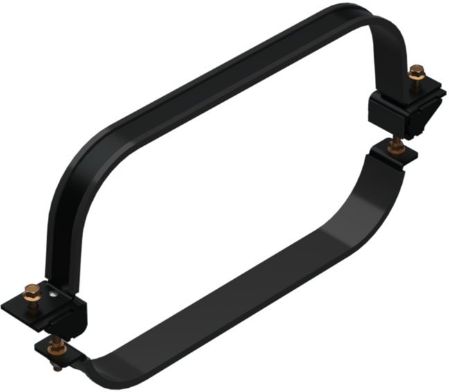 Black powder coated strap kit for Isuzu between frame ra