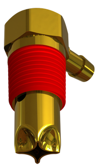 VENT ASSEMBLY BRASS .50-14 NPTF W/SEALENT AND SINGLE BARB FOR .312 ID HOSE 2-HOLE CAGE