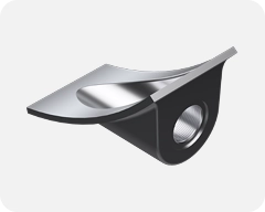 Metallic object with a reflective surface on a black background