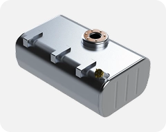 Metallic cylindrical component on a white background